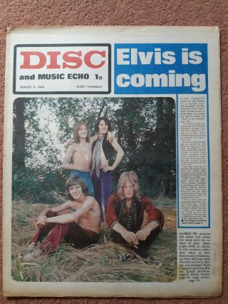 Disc And Music Echo Newspaper August 9th 1969 Front Cover Features Humble Pie