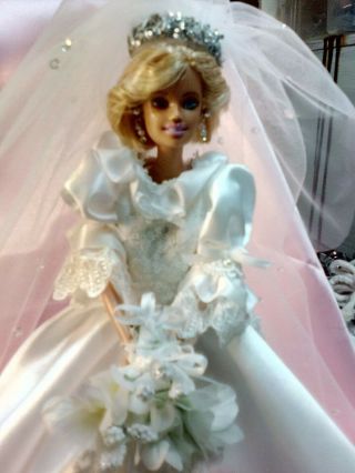 Exotic Barbie Designs,  Princess Diana Wedding Gown Ooak,  With Doll