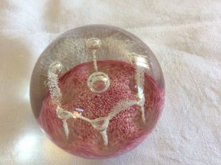 Caithness " Maydance " Art Glass Paperweight,  Pink And White,