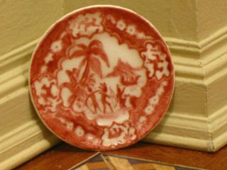 Jean Yingling Red & White Porcelain Plate Natives Artisan Dollhouse Miniature