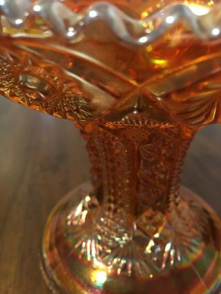 Vintage Merigold Carnival Glass Punch Bowl Pedestal Candy Dish 3