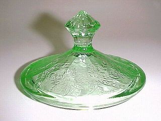 Green Floral Poinsettia Sugar Lid Also Candy Lid / Jeannette