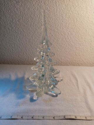 Vintage Hand Blown Clear Glass Art Christmas Tree Decor 10 "