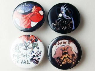 Pink Floyd The Wall 4 X 1.  5 - Inch Pin Button Set,  Nos Oop Licensed,  Group 1