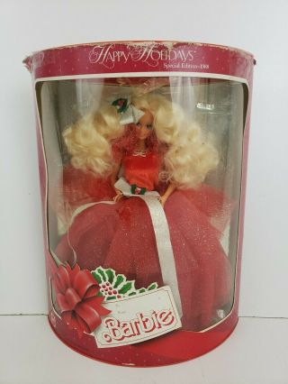 First Mattel Holiday Barbie Doll 1988 Special Edition Christmas Red Dress