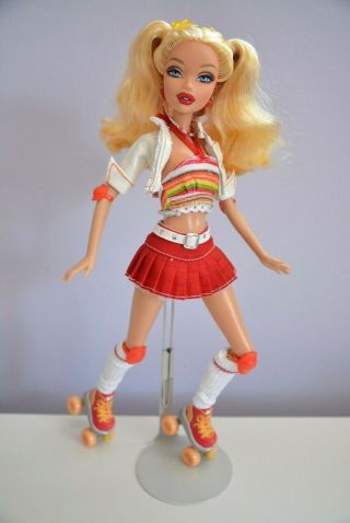 My Scene Kennedy Roller Girl Barbie Doll Mini Skirt Pony Tails Jacket Clothes