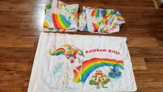 Vintage 1983 Rainbow Brite Full Size Sheet Set Fitted,  Flat&pillowcase Colorful