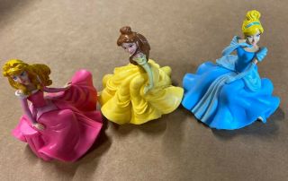 Disney Princess Cake Topper Pre - Owned Set Of 3,  Belle,  Cinderella,  Snow White