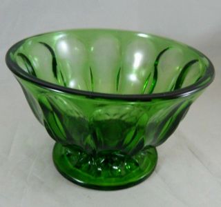 Vintage Dark Green Pressed Glass Candy Dish Footed Compote Planter Vase Bowl