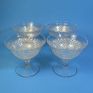 Westmoreland English Hobnail Sherbet Glasses Set Of 4 Round Foot Clear Glass