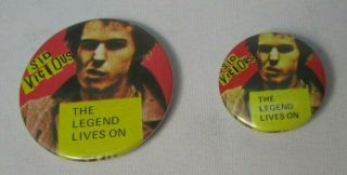 Sex Pistols Sid Vicious 2 X Vintage Early 1980s Badge Pin Button Punk Wave