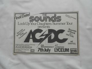 Ac/dc Gig Advert Lock Up Your Daughters Tour Final Date Lyceum 1976