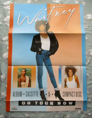 Whitney Houston 1980s 26.  5 " X 19 " Glossy Colour Uk Tour Poster