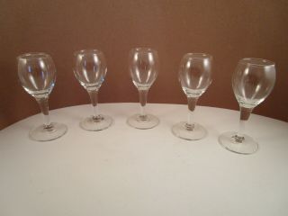 Vintage Plain Clear Glass Set Of 5 Cordial Shot Glasses