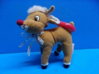 Vintage Rudolph The Red - Nosed Reindeer Plush Key Clip On Ornament Prestige Toy