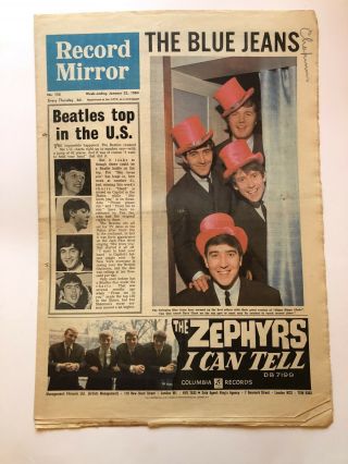 Record Mirror Jan 25th 1964 The Beatles,  George Harrison,  Cystals,  Vg