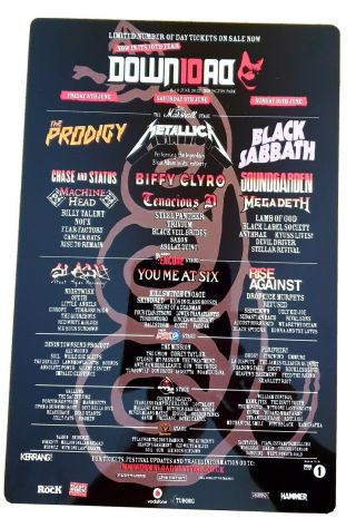 Download Festival 2012 Metallica Black Sabbath 8x12 Inch Metal Sign