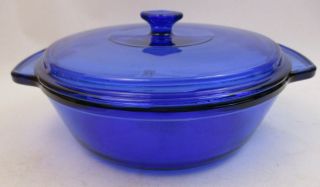 Cobalt Blue - Anchor Hocking - 2 Quart Casserole Dish - 9 " Dia (86j)