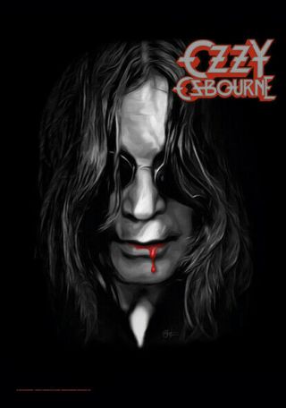 Ozzy Osbourne Blood Lips Textile Poster Fabric Flag