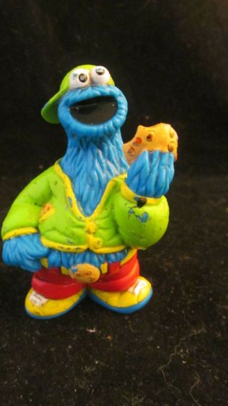 Vintage Sesame Street Cookie Monster Pvc Figure Henson Cookie Cap Jacket Rare