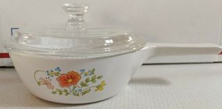 Vintage Corning Ware P - 81 - B Wildflower Menuette Sauce Pan 1 Pint With Glass Lid