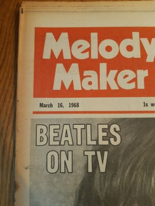 Melody Maker newspaper March 16th 1968 The Beatles on TV Ringo Starr 2