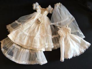 Vintage Doll Wedding Dress For 20” Fashion Doll,  Cissy,  Handmade,  1959