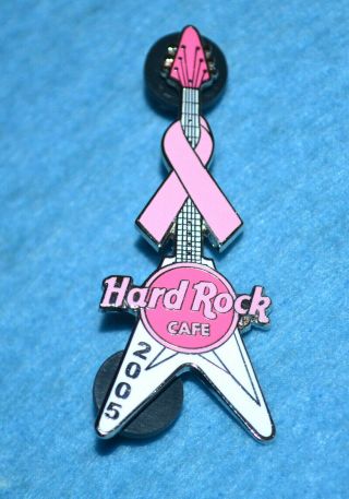 Hard Rock Cafe 2005 Pin W/o Location Breast Cancer Awareness Guitar Pin 29596