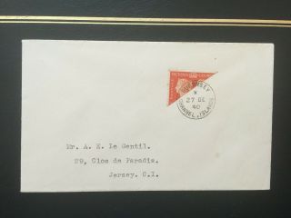 1940 Guernsey First Day Cover : 2d Postage Centenary Bisect With Guernsey Cds