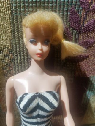 Vintage Barbie Ponytail 5 doll blond With Black And White Swimsuit TLC Mattel 2