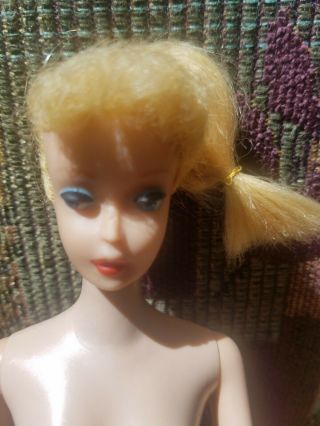 Vintage Barbie Ponytail 5 doll blond With Black And White Swimsuit TLC Mattel 3