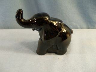 Mosser Trunk Up Black Glass Elephant Figurine