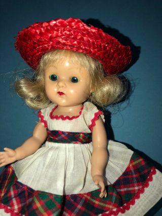 Vintage Vogue Strung Ginny Doll In Her 1953 Skinny Tagged June Dress