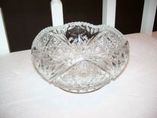 Vintage Smith Heavy Hobstar Pressed Glass Sawtooth Edge Clear Serving Bowl