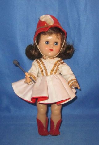 Vintage 1950s Vogue Ginny 7.  5 " Slw Doll In Tagged Majorette Outfit