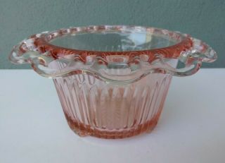 Anchor Hocking - Old Colony / Lace Edge - Pink Depression Glass Flower Bowl