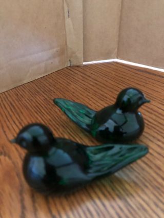 Vintage Bob St.  Clair Collector Glass Emerald Green Bird Paperweights