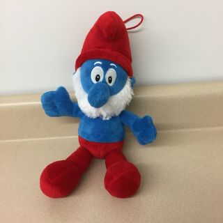 Papa Smurf 12 " Plush Stuffed Toy Doll Dark Blue Red Outfit Euc Ar132