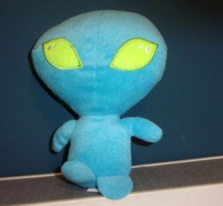 Mardi Gras Blue Alien Plush Doll 8 Inch Green Eyes