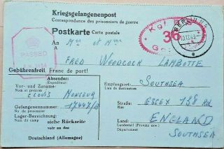Germany 1943 Prisoner Of War Card From Belgian Civilian ? P.  O.  W.  Stablack Camp