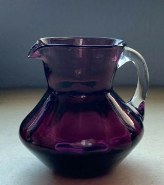 Small & Cute Vintage Amethyst Contemporary Hand Blown Glass Small Pitcher (each)