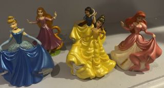 Disney Store Princess Figurine Figures Set Of 5 Sparkly Glitter