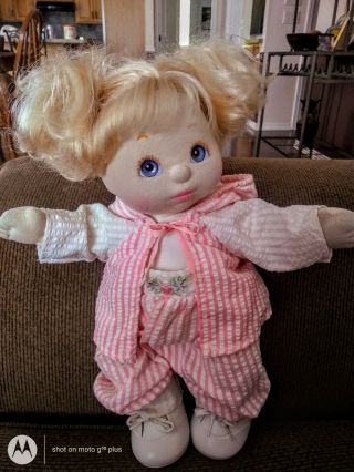 Vtg Mattel 1985 My Child Doll Blonde Hair Blue Eyes With Clothing