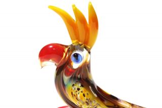 4 " Murano Style Art Craft Color Glass Figurines " Happy Parrot " P1