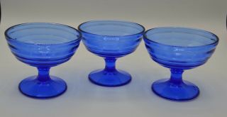 Hazel Atlas Depression Glass Moderntone Sherbert Cobalt Blue Set Of Three