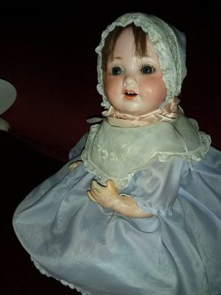 Antique A.  M.  Baby Boy Doll Marked 385.