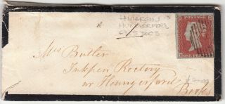 Gb: Qv Imperf Penny Red Mourning Cover To Inkpen Rectory,  Hungerford,  1852