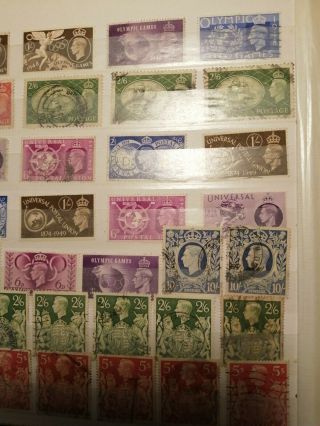 Stock Book Page of Old Stamps from Great Britain - Inc £1 GVI (Album 54 Lot 528) 3