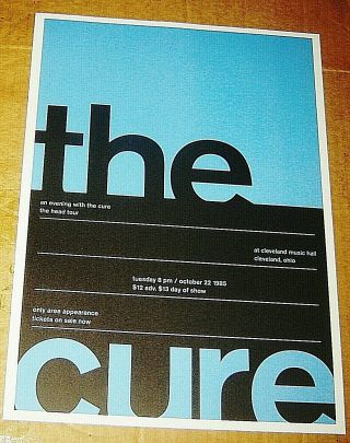 The Cure Rock Concert Poster Swiss Punk Graphic Pop Art Cleveland Music Hall