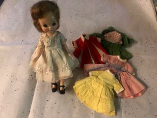 Vintage 1950s Betsy Mccall Doll 8 Inches With Extra Dresses